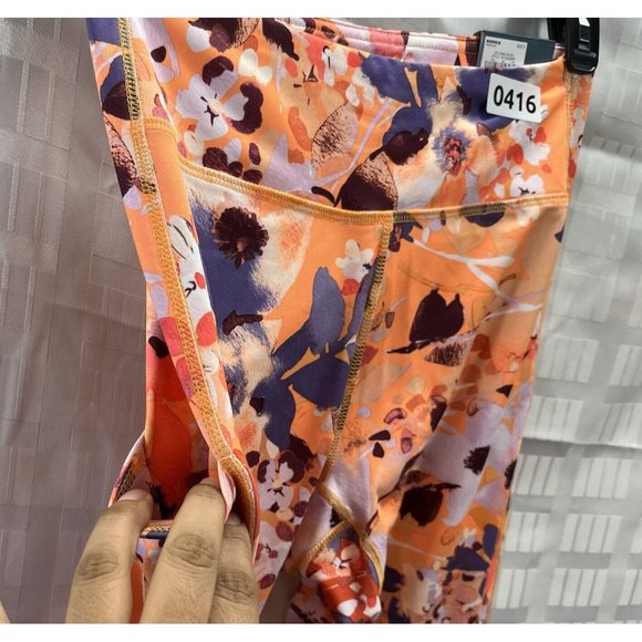 Tek Gear Womens orange Workout High Capri Pants/leggings Size S Multi Floral - Picture 9 of 11